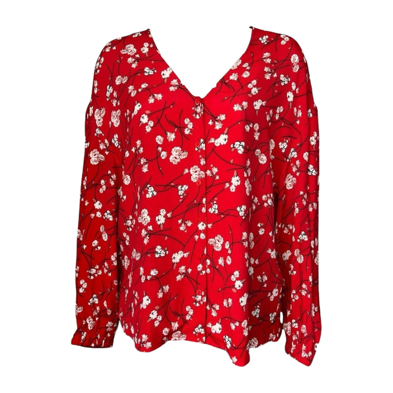 Ba&sh Floral V-Neck Long Sleeves Crepe Blouse – Size 0 (UK6)