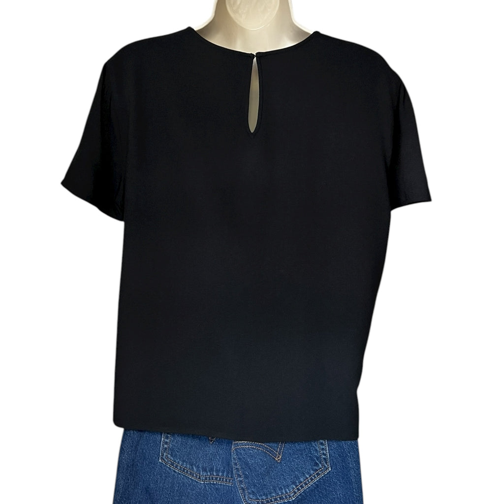 Jenni Kayne Japanese Crepe Relaxed Blouse – Black, M