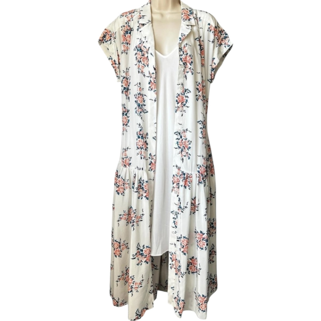 Veronica Beard Silk Floral Belted Midi Shirt Dress – US6