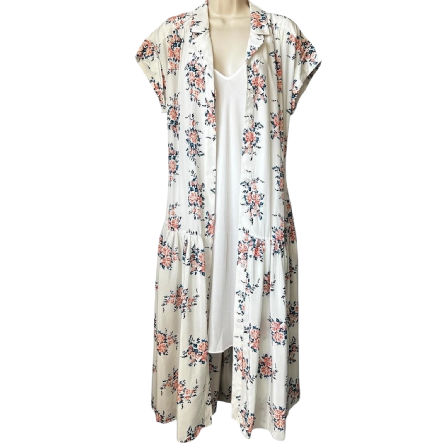 Veronica Beard Silk Floral Belted Midi Shirt Dress – US6