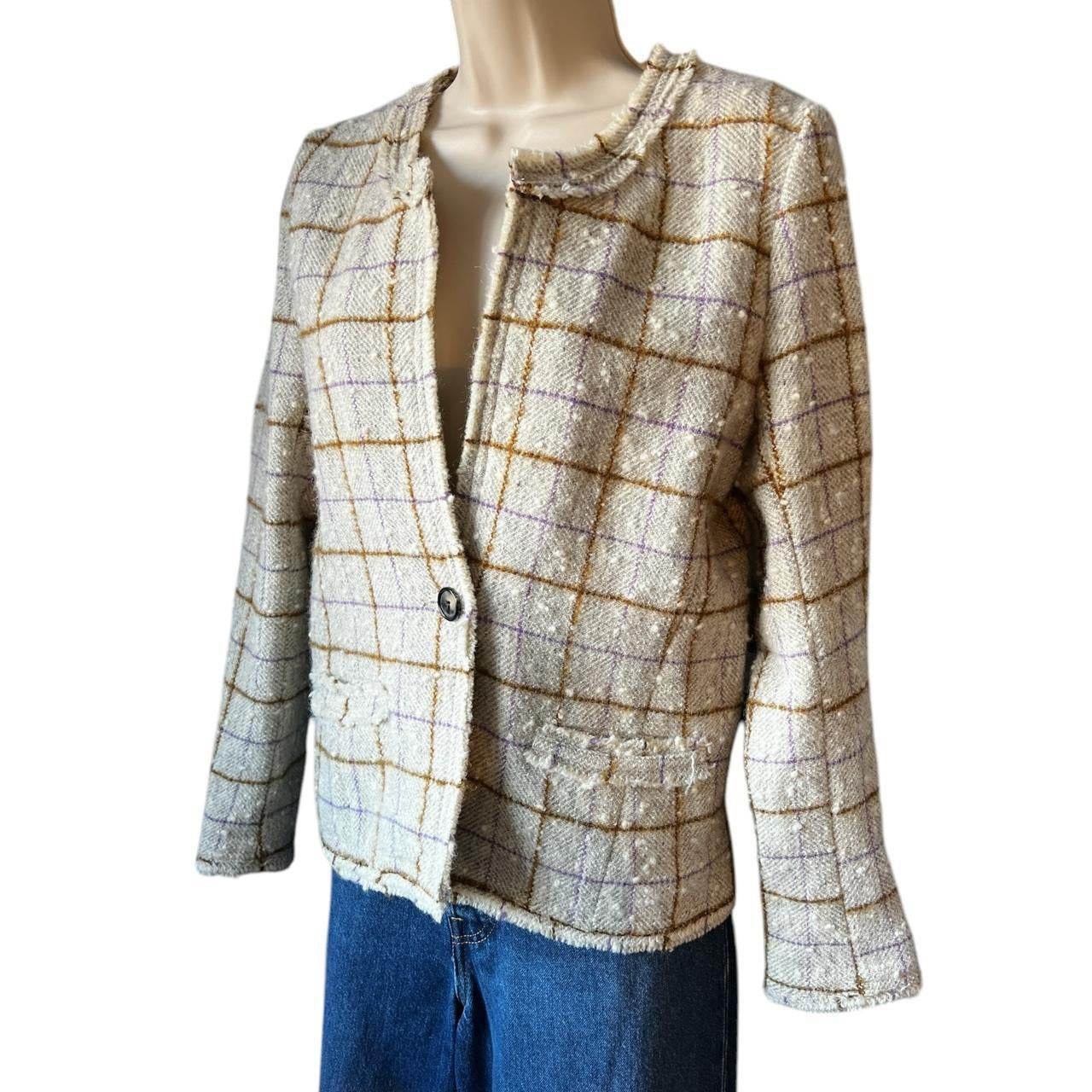 Isabel Marant Étoile Bouclé Tweed Fringe Jacket – Ecru Check, FR40 – pre-loved
