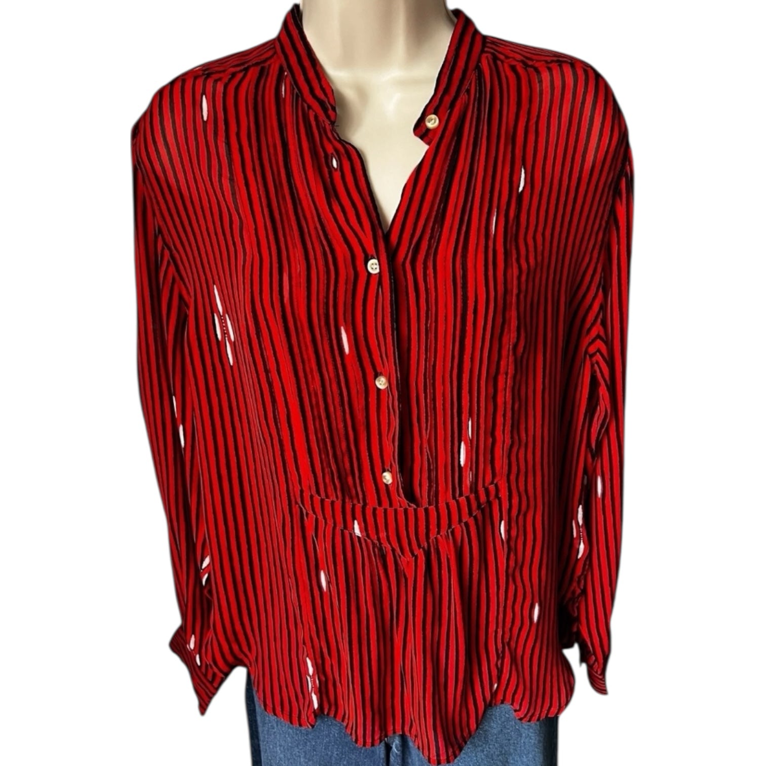 Isabel Marant Étoile Striped Voile Bib Blouse – Oversized Sheer Shirt, FR36 – pre-loved