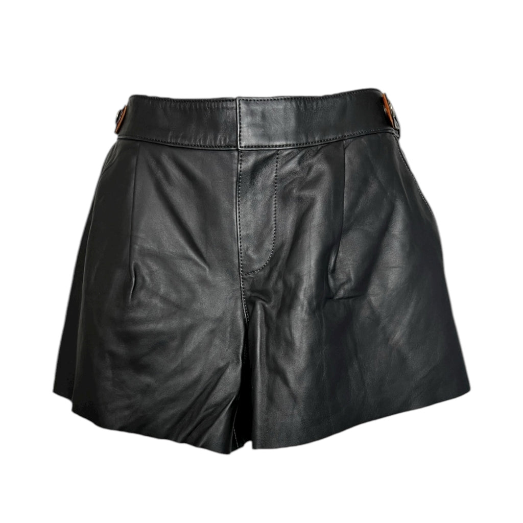 Coach Black Lamb Leather Mini Shorts – Mid Waist, US2