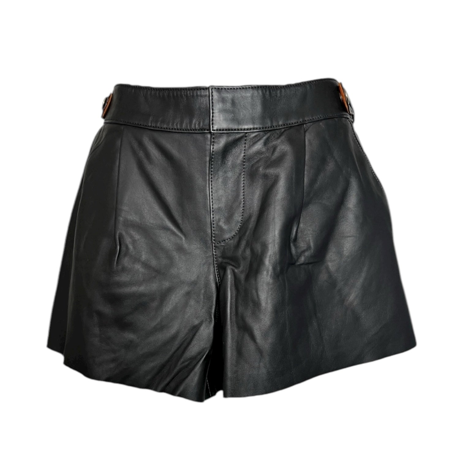 Coach Black Lamb Leather Mini Shorts – Mid Waist, US2