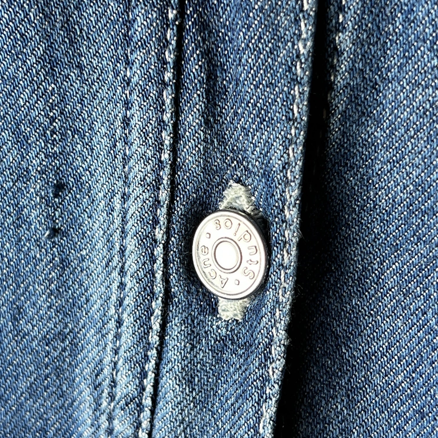 Acne Studios Gracie Denim Shirt Dress – Oversized Distressed Style, FR34 (AW16)