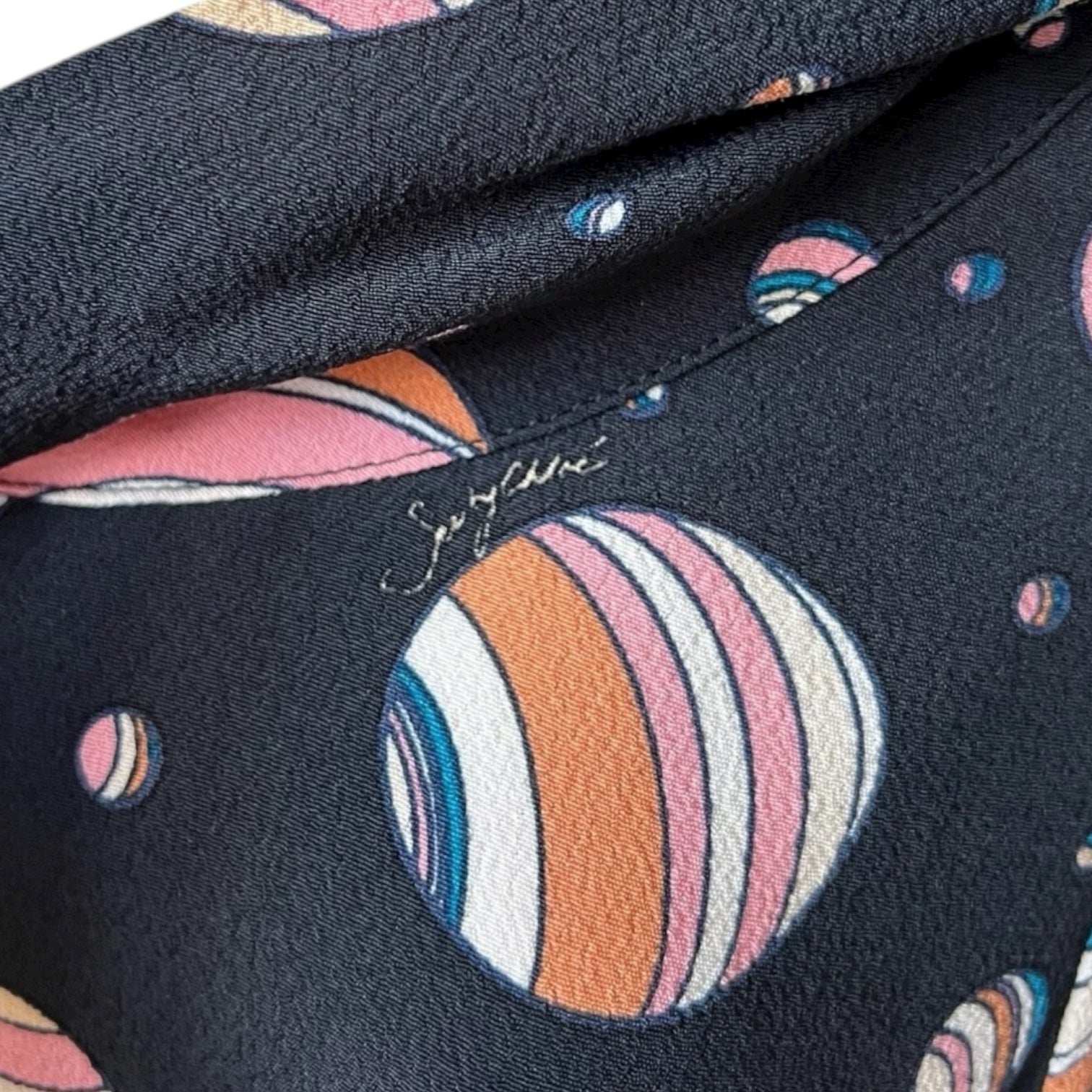 See By Chloé Planet Print Blouse – Celestial Long Sleeve Top, UK8