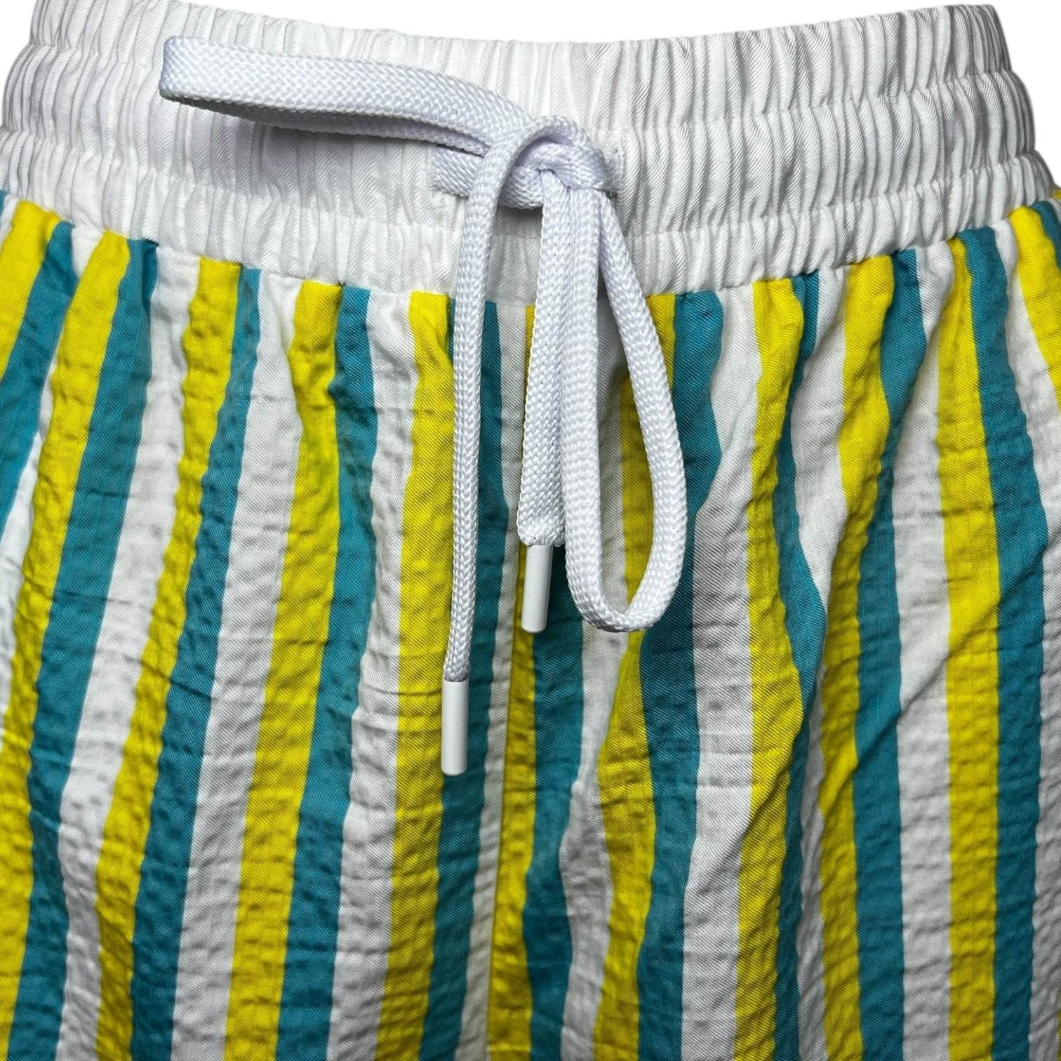 Love Moschino Striped Lyocell Boxer Shorts – High Waisted, Elastic Waist, IT40 (UK8) – pre-loved
