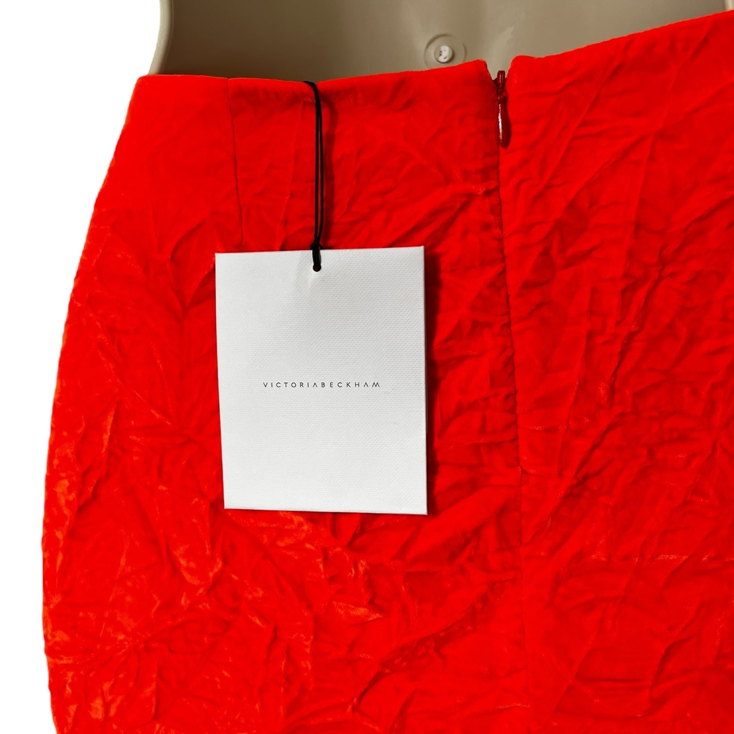 Victoria Beckham Crushed Velvet Midi Skirt – Ruched Tube Style, Pull-On, UK 8 – pre-loved
