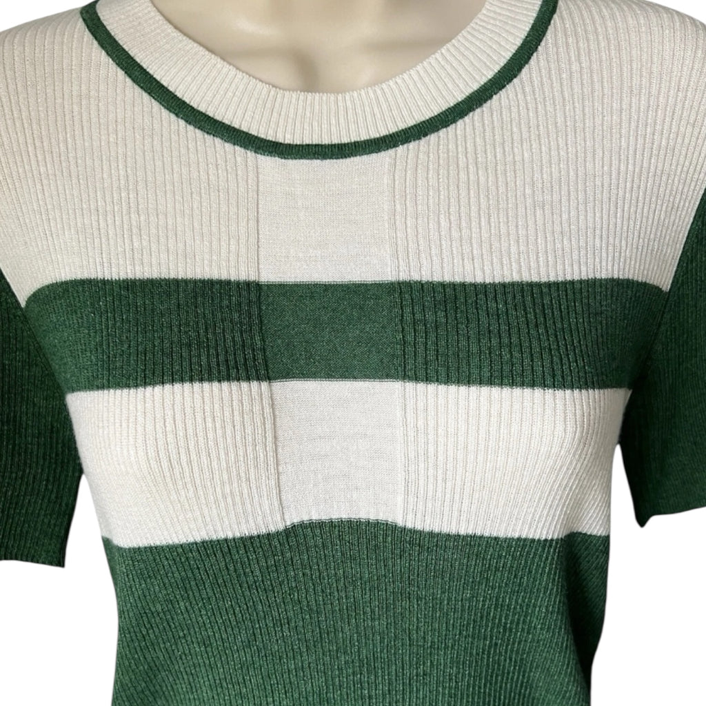 Rodier Ribbed Knit Polo T-Shirt – Short Sleeve Jumper, FR40 (UK12)