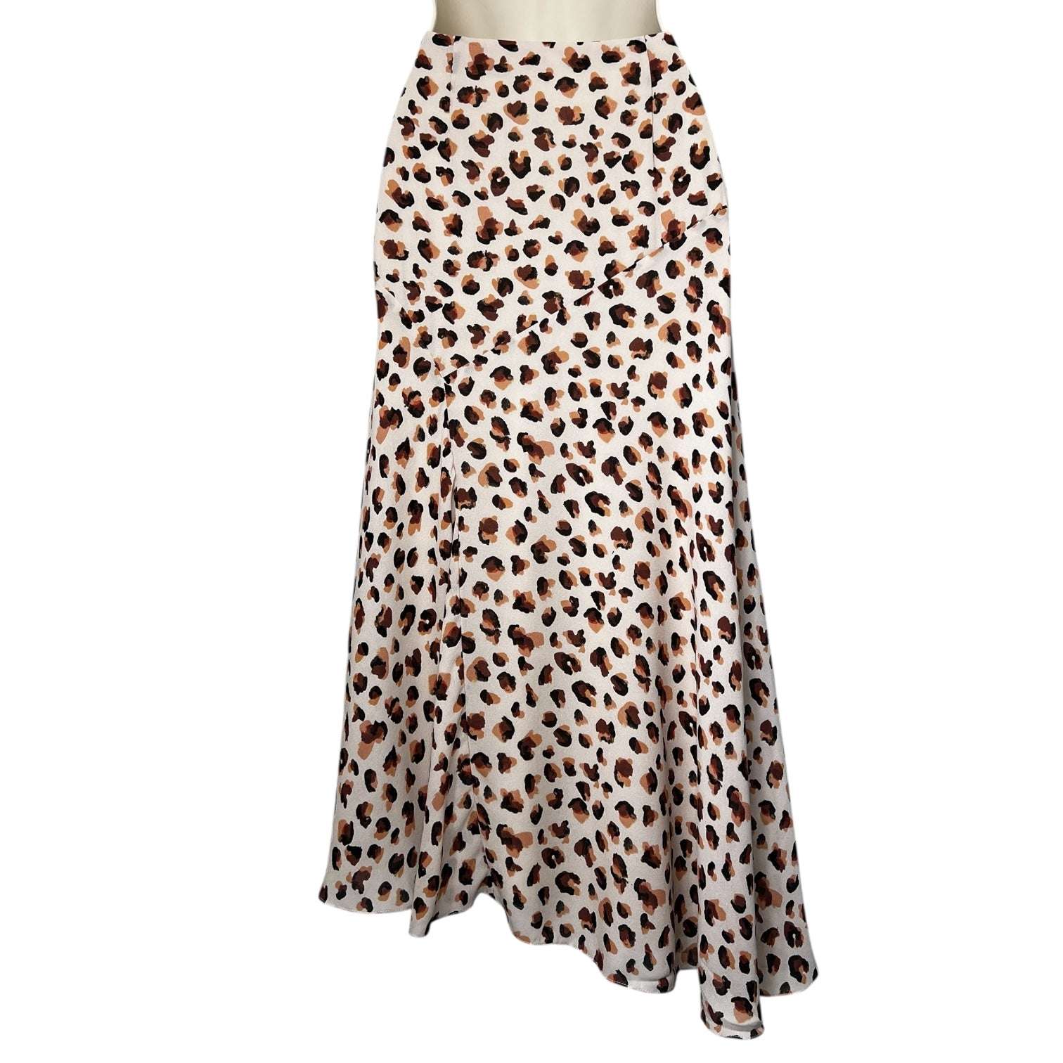 Theory Silk Midi Skirt – Asymmetrical Hem, Leopard Flora Print, US 2 – pre-loved