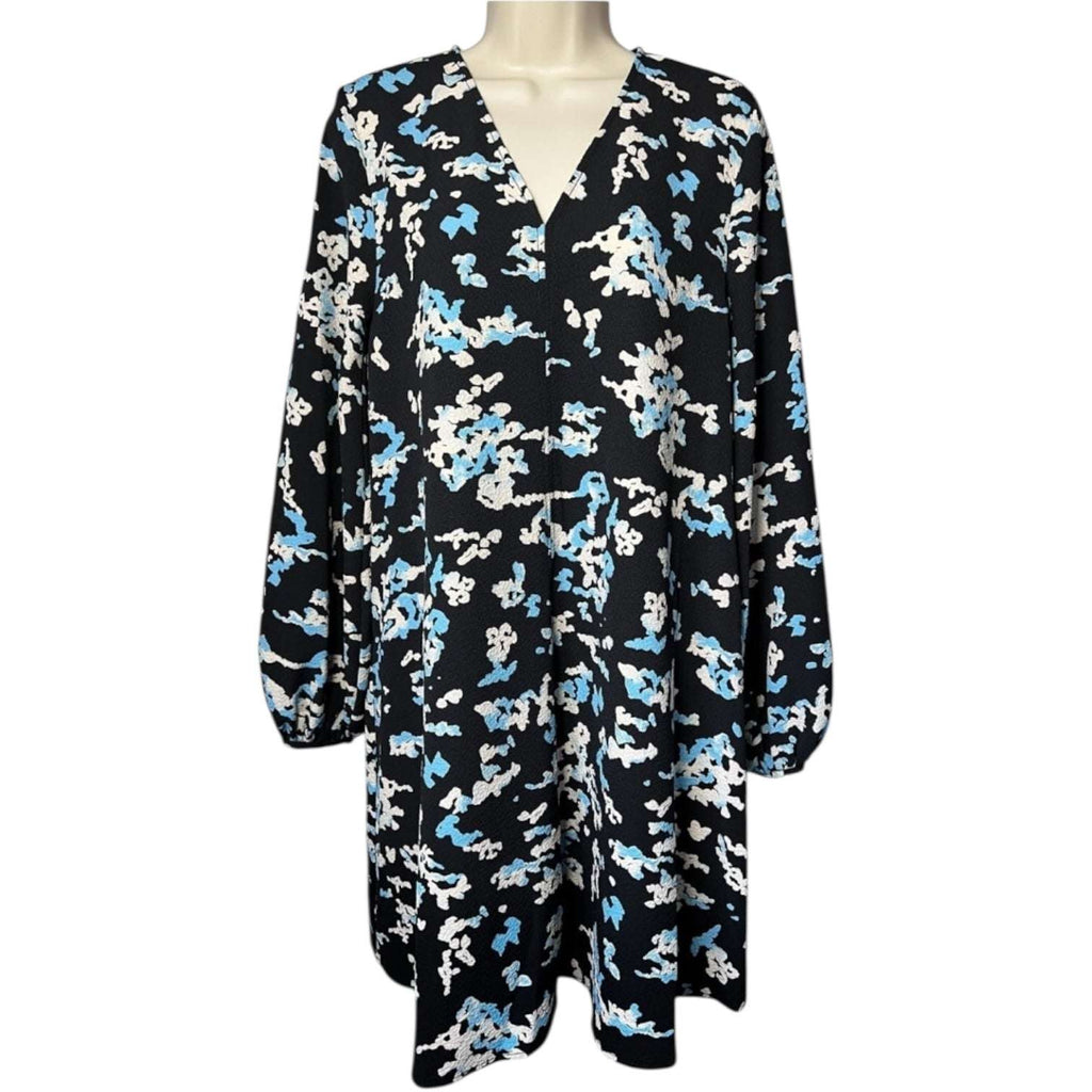 Stine Goya Wallpaper Print Mini Dress – V-Neck, Puff Sleeves, XS – pre-loved