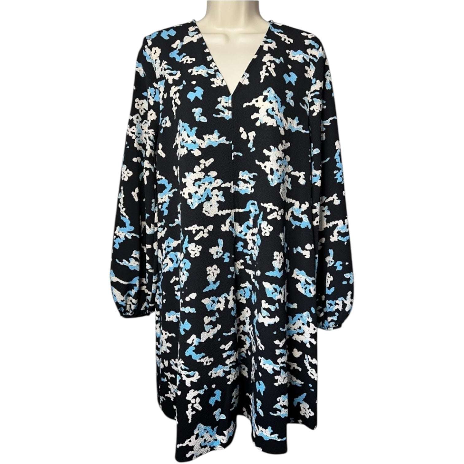 Stine Goya Wallpaper Print Mini Dress – V-Neck, Puff Sleeves, XS – pre-loved