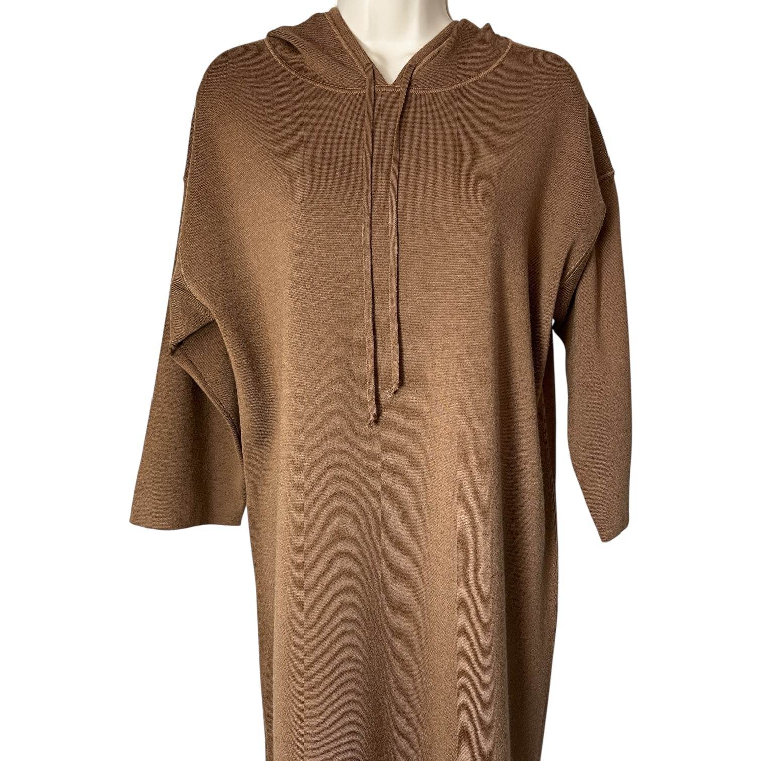 Max Mara Wool Hooded Midi Lounge Dress – Relaxed Fit, Size S – pre-loved