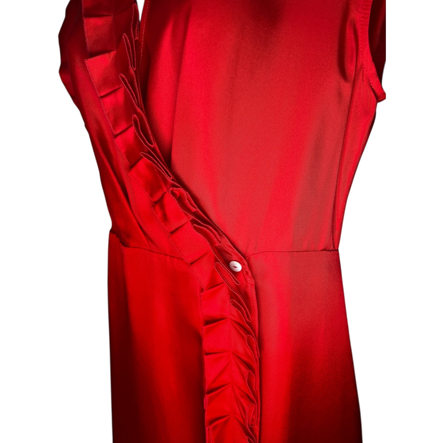 Lisou “Rhona” Red Silk Wrap Midi Dress – UK8