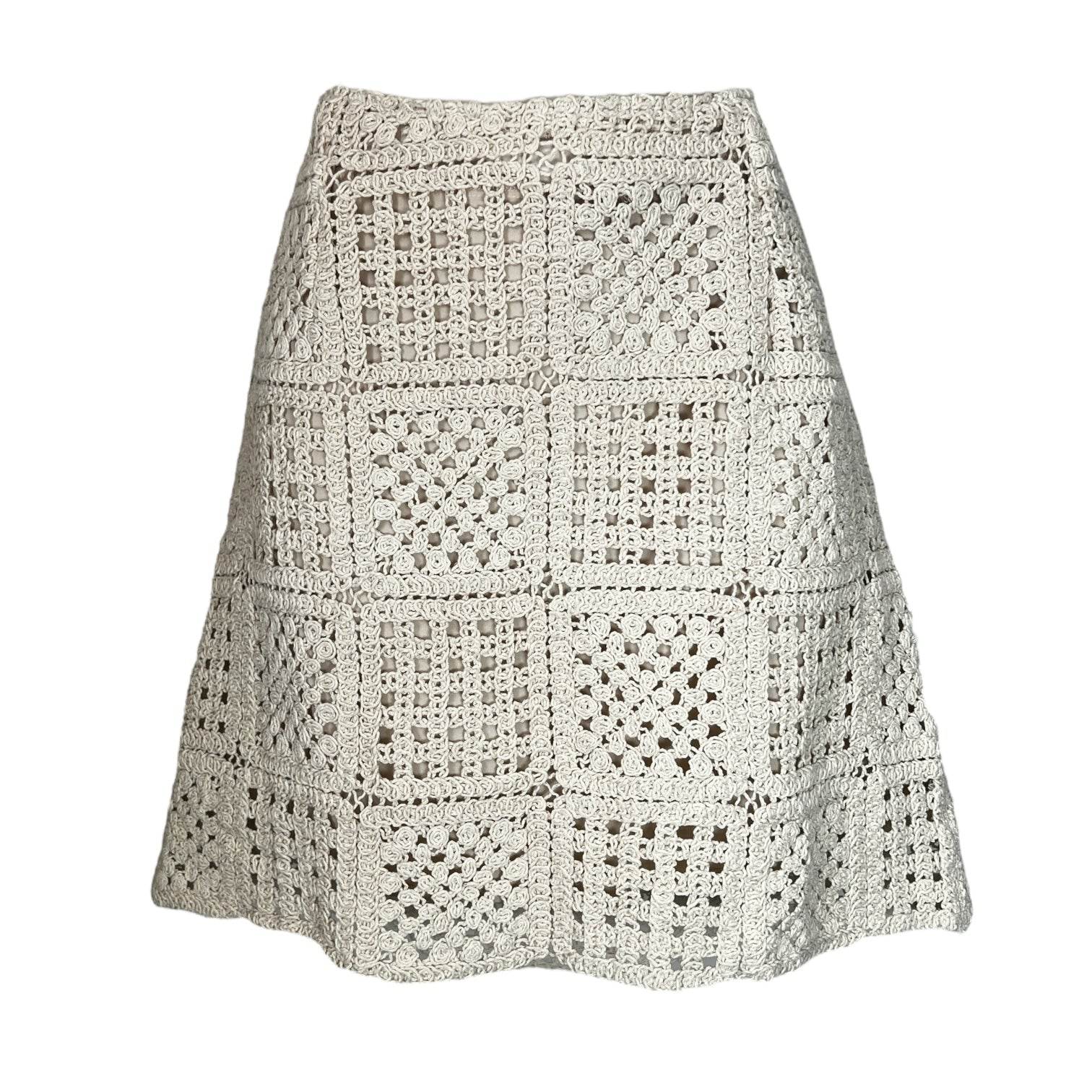 Holzweiler Crochet Mini Skirt – High Waisted, Organic Cotton, Size S – pre-loved
