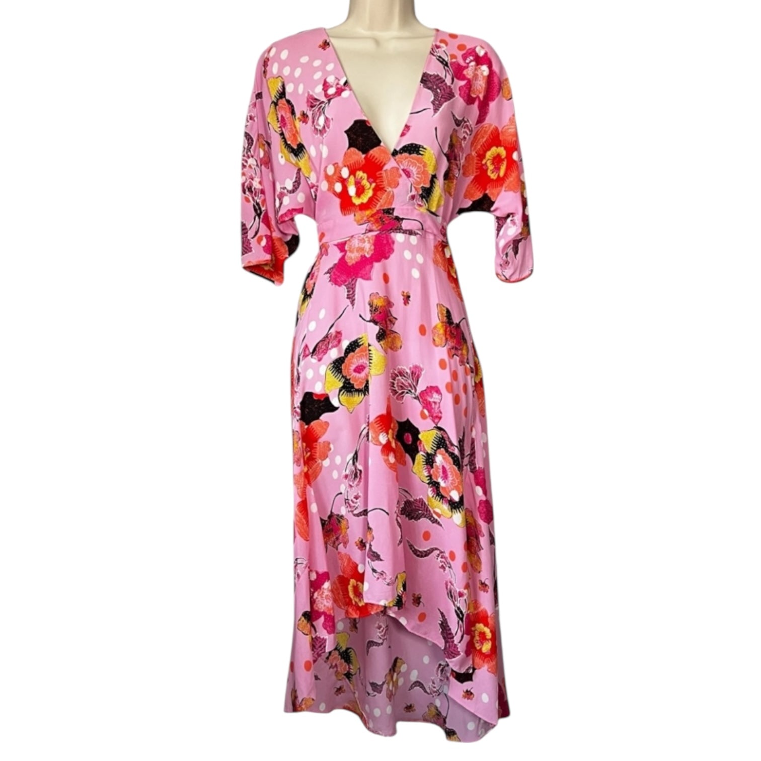Diane von Furstenberg Eloise Silk-Viscose Crepe Wrap Midi Dress – Floral, Size XS – pre-loved