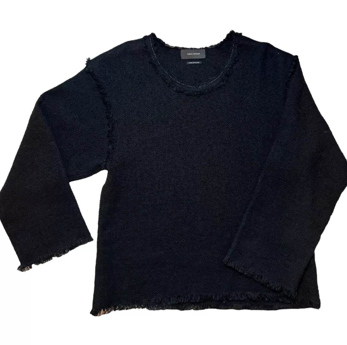 Isabel Marant Linen Fringe Jumper – Wide Sleeves, Relaxed Fit, FR 38 – pre-loved
