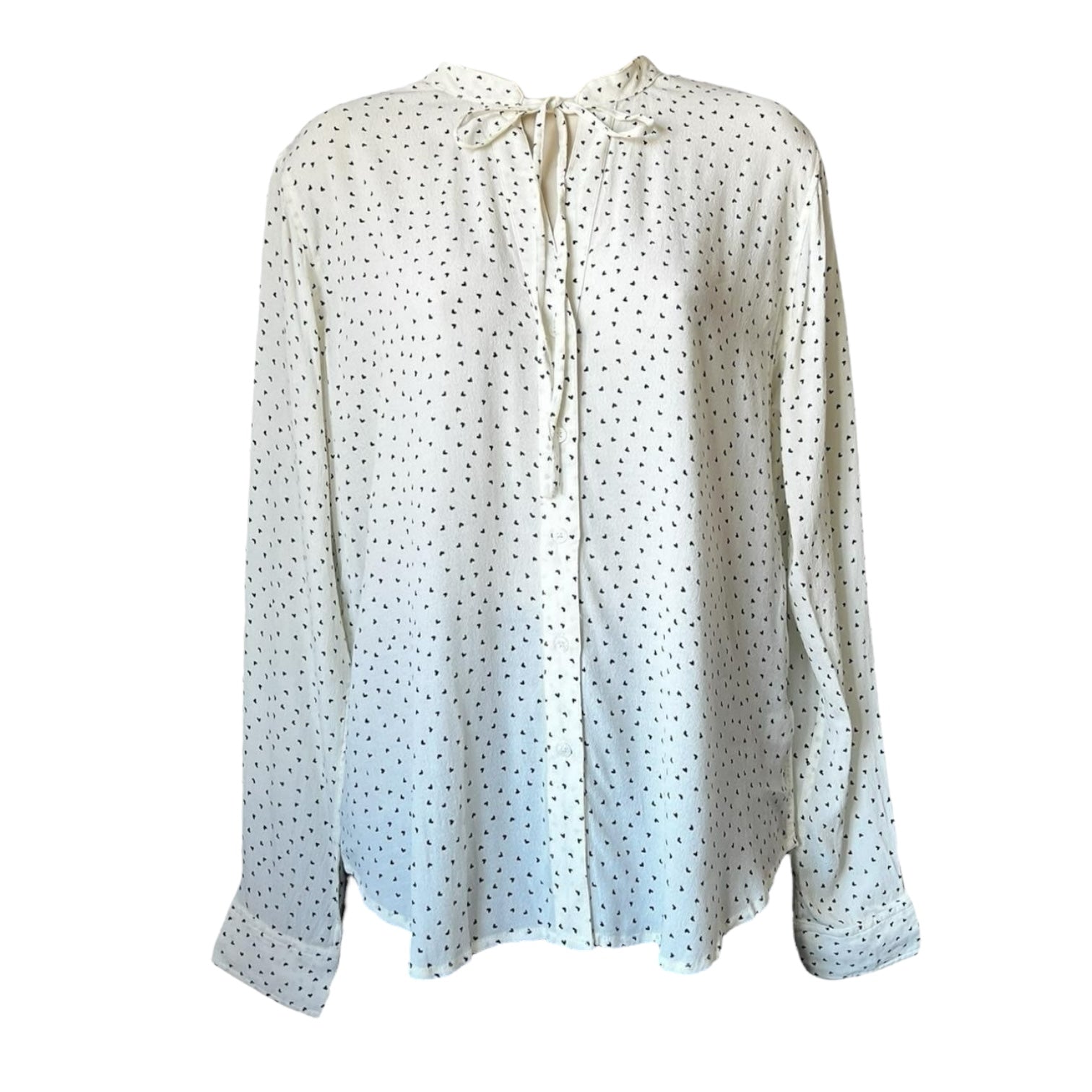 Rails Heart Print Tie-Neck Crepe Blouse – Casey, S