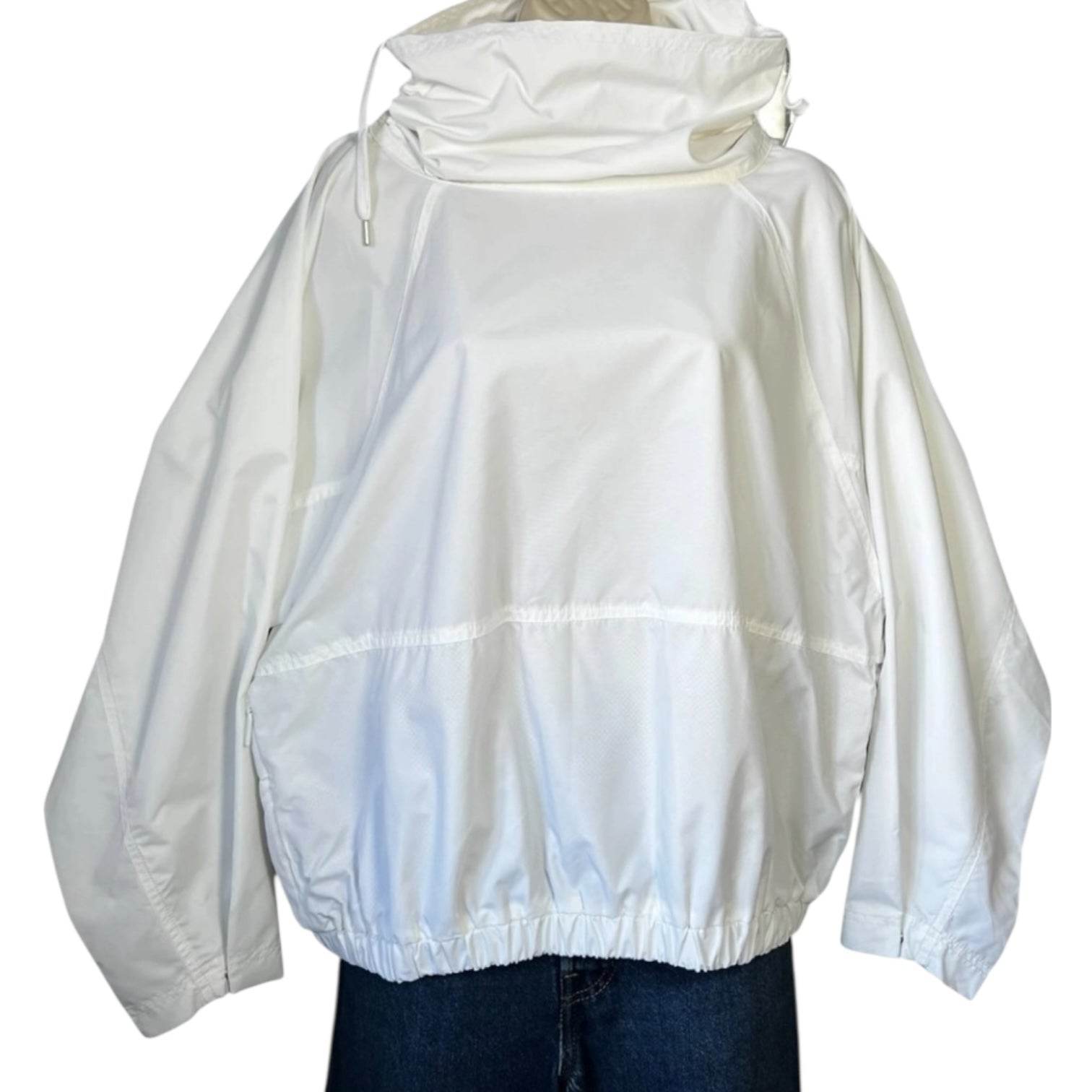 G. Label by Goop White Nylon High-Neck Crop Jacket – Relaxed Fit, Athleisure, Size M – pre-loved