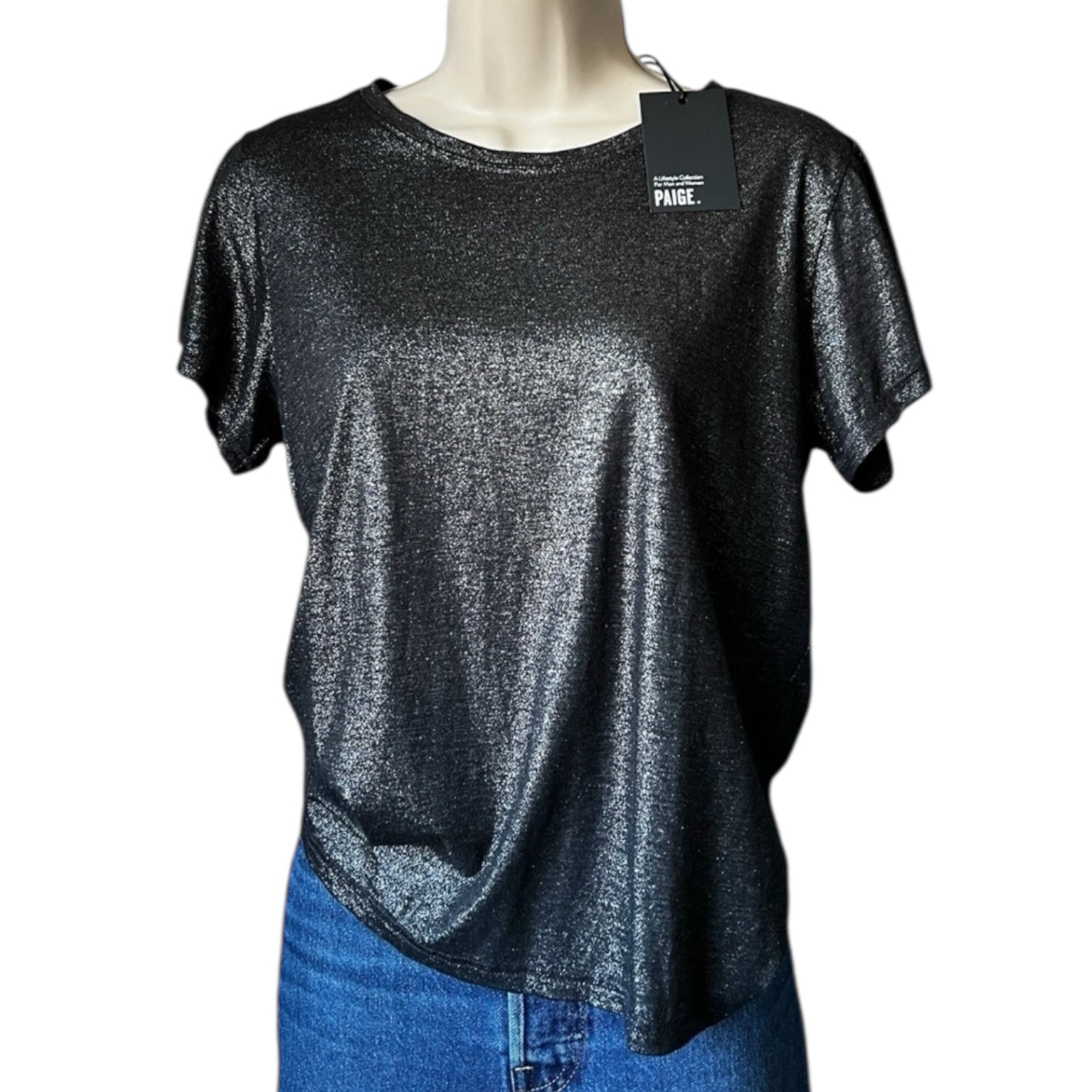 Paige Metallic Crew Neck T-Shirt - S