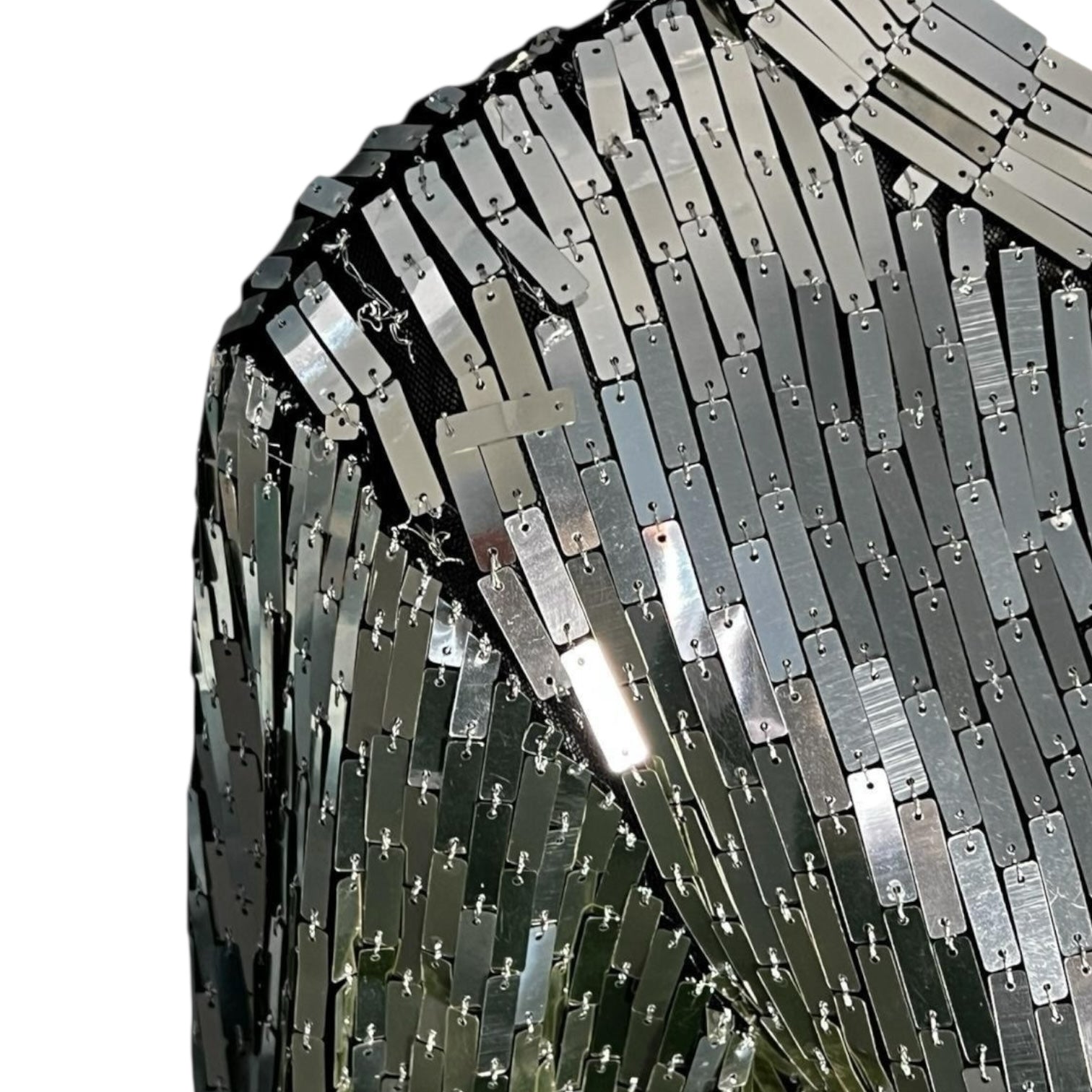 Off-White Sequin Embellished Long Sleeve Top – Silver, IT42