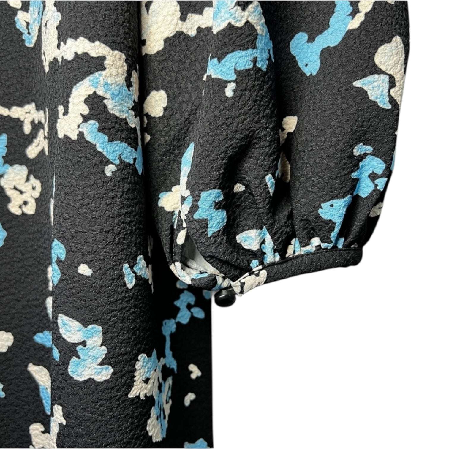 Stine Goya Wallpaper Print Mini Dress – V-Neck, Puff Sleeves, XS – pre-loved