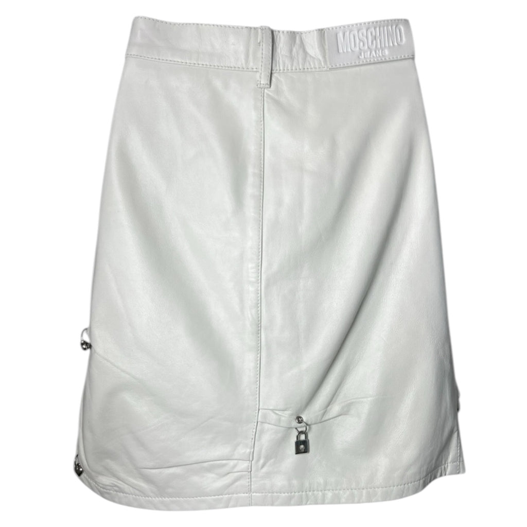 Vintage Moschino Leather Piercing Mini Skirt – White, UK10