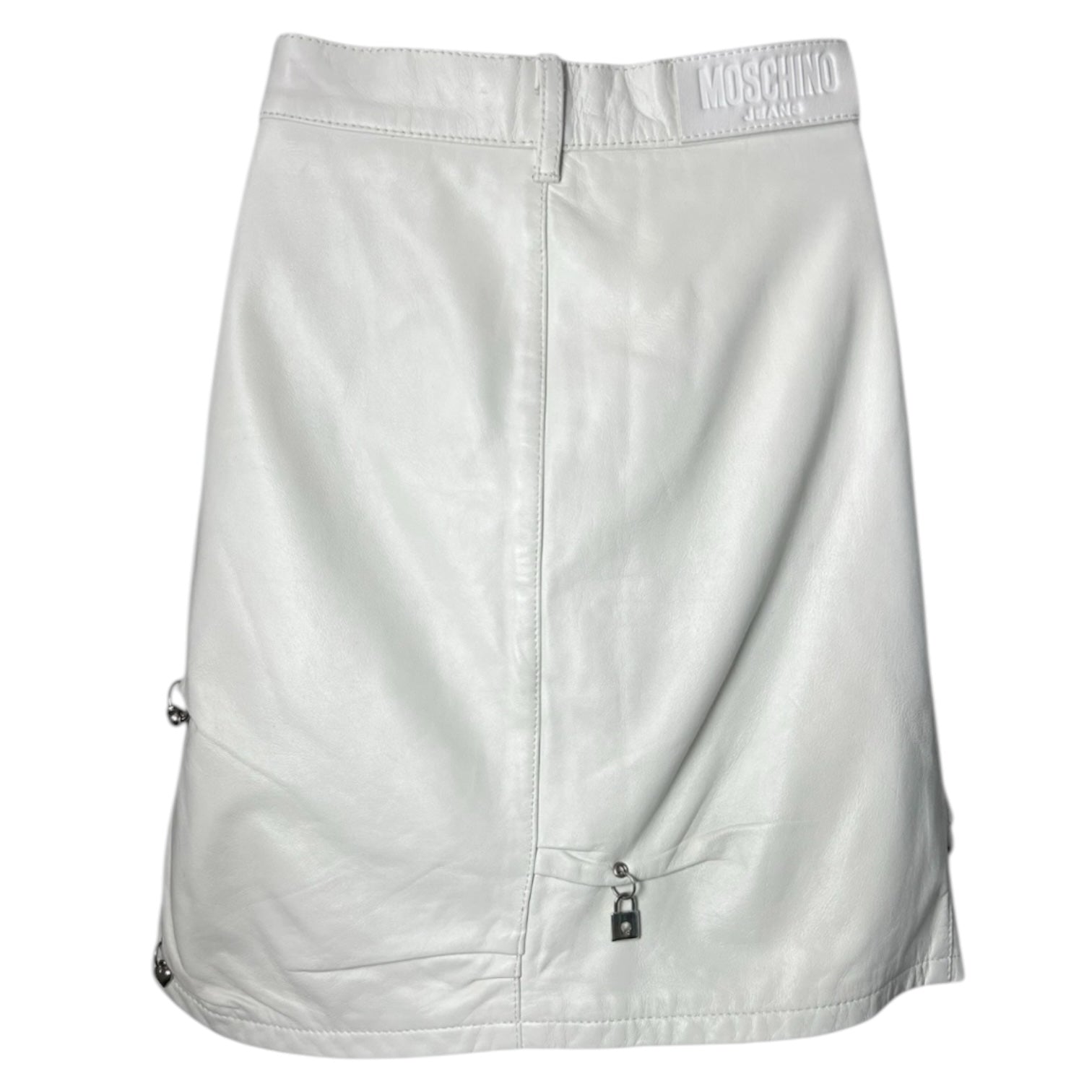Vintage Moschino Leather Piercing Mini Skirt – White, UK10