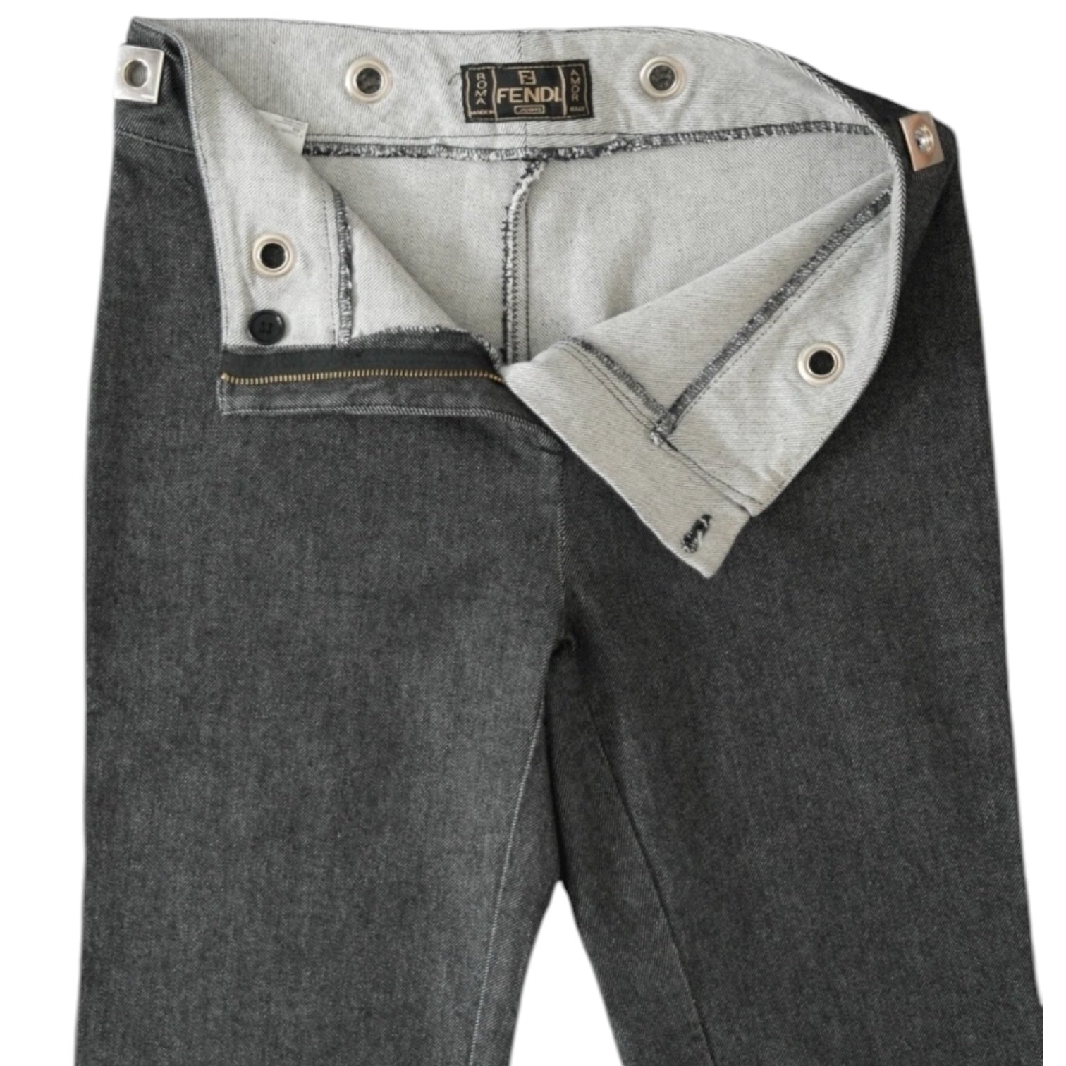 Vintage Fendi High Rise Logo Cut-Out Bootcut Jeans – 30