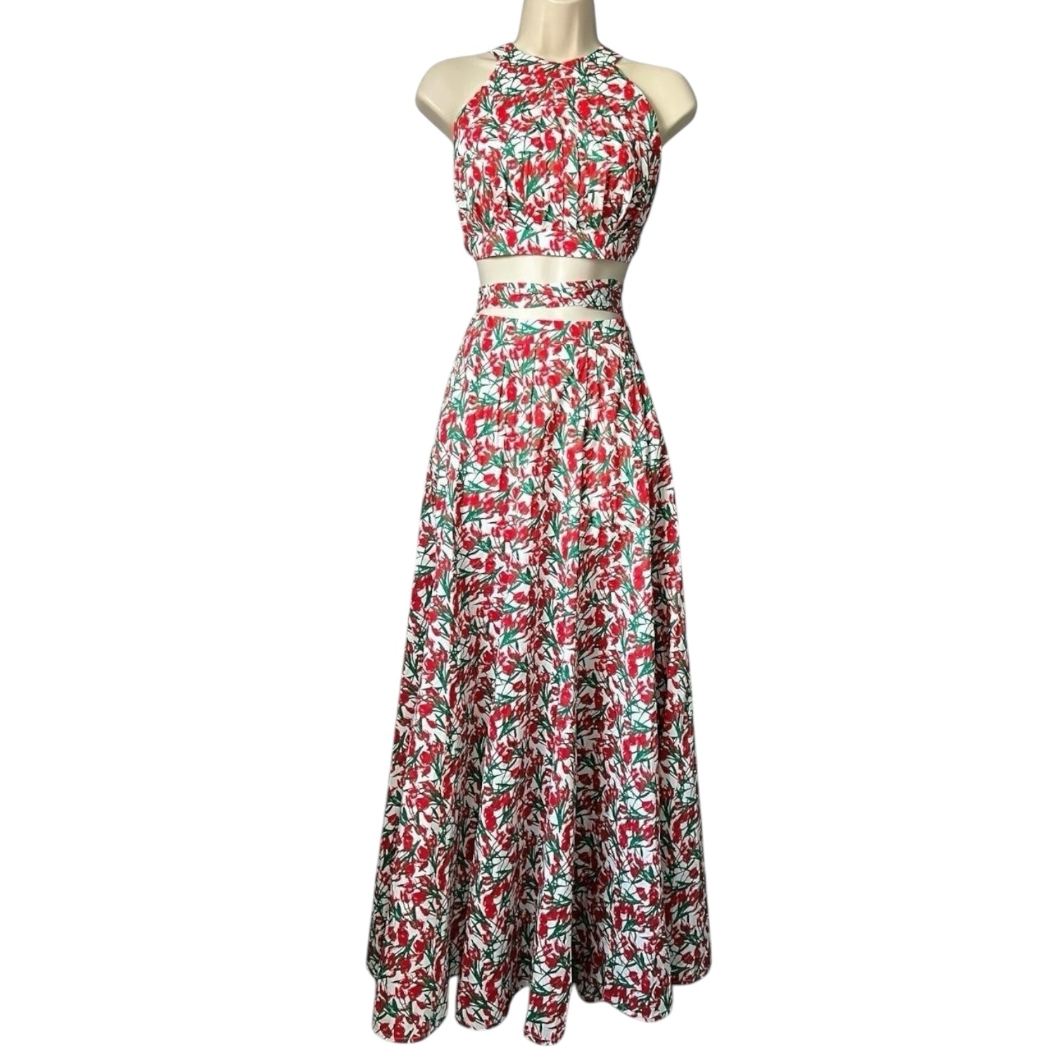 Philosophy di Lorenzo Serafini Tulip Print Maxi Skirt – High Waist Cotton A-Line, UK10