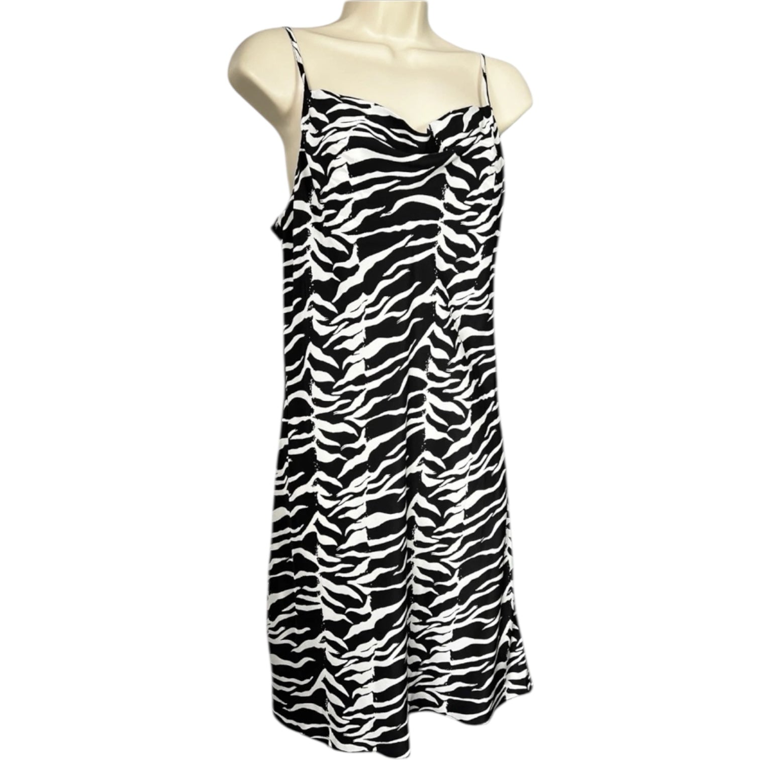 Rixo Zebra Print Silk Cowl Neck Slip Mini Dress - S