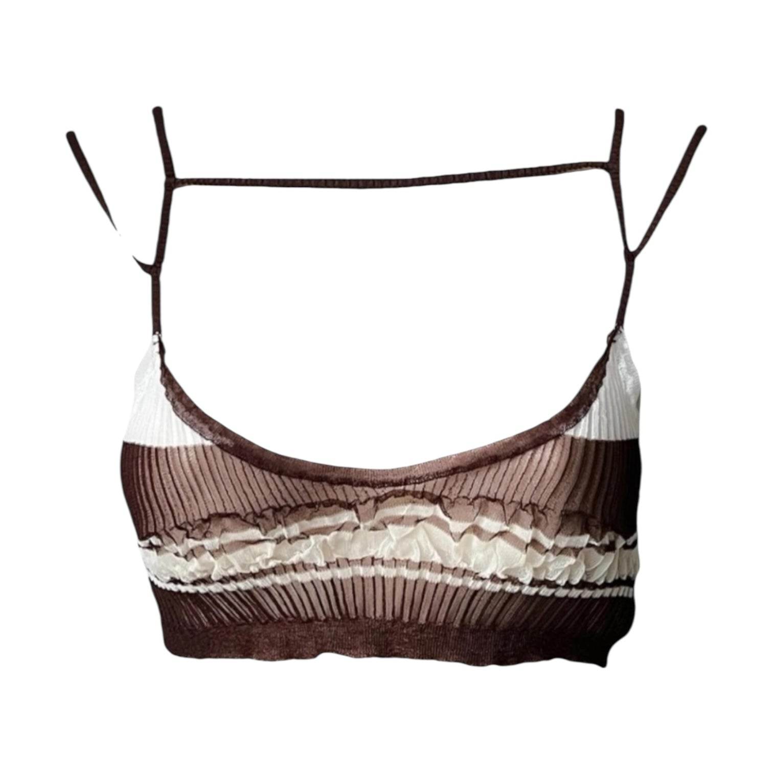 Jacquemus Le Papier Sheer Rib Knit Stripe Bralette – Le Bandeau Sognu, Brown FR38 – pre-loved