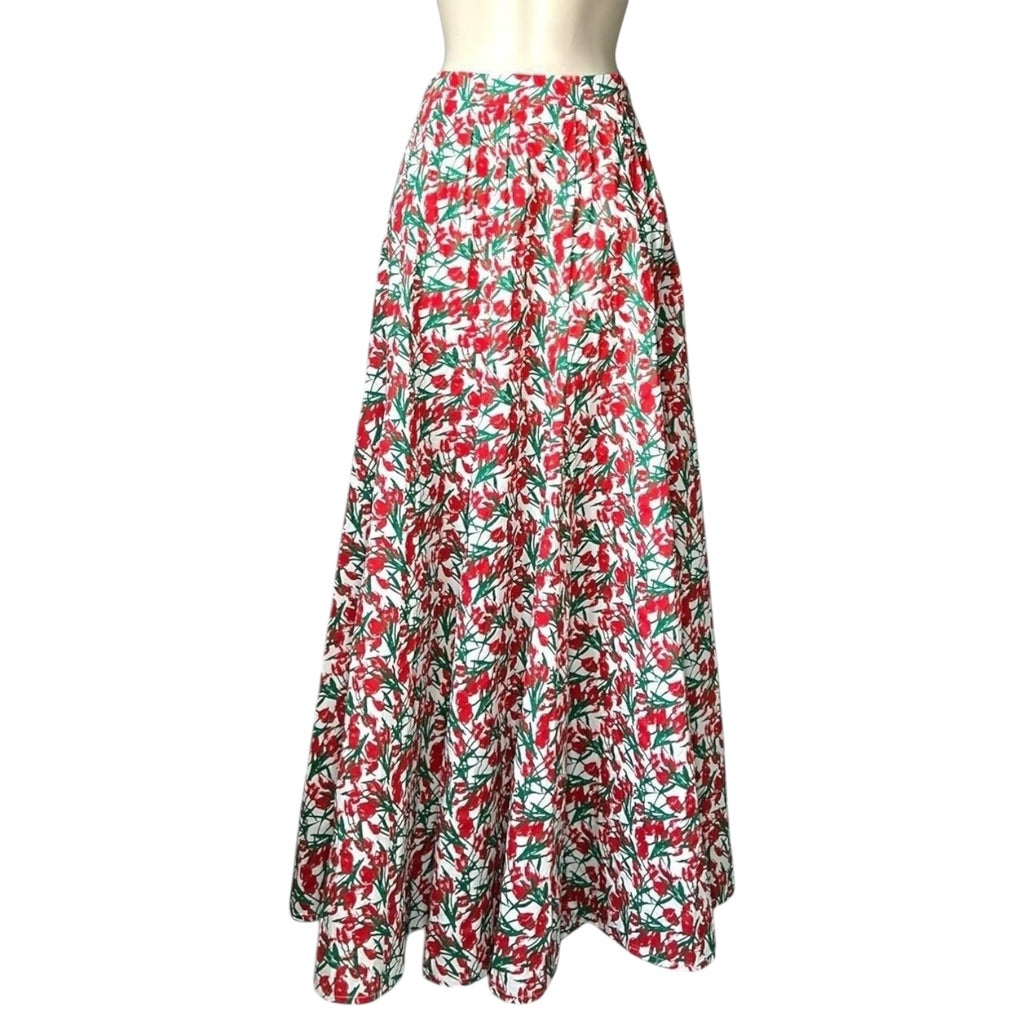 Philosophy di Lorenzo Serafini Tulip Print Maxi Skirt – High Waist Cotton A-Line, UK10