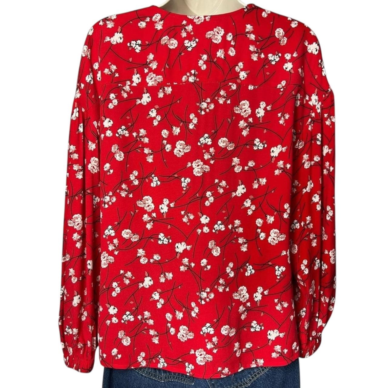 Ba&sh Floral V-Neck Long Sleeves Crepe Blouse – Size 0 (UK6)