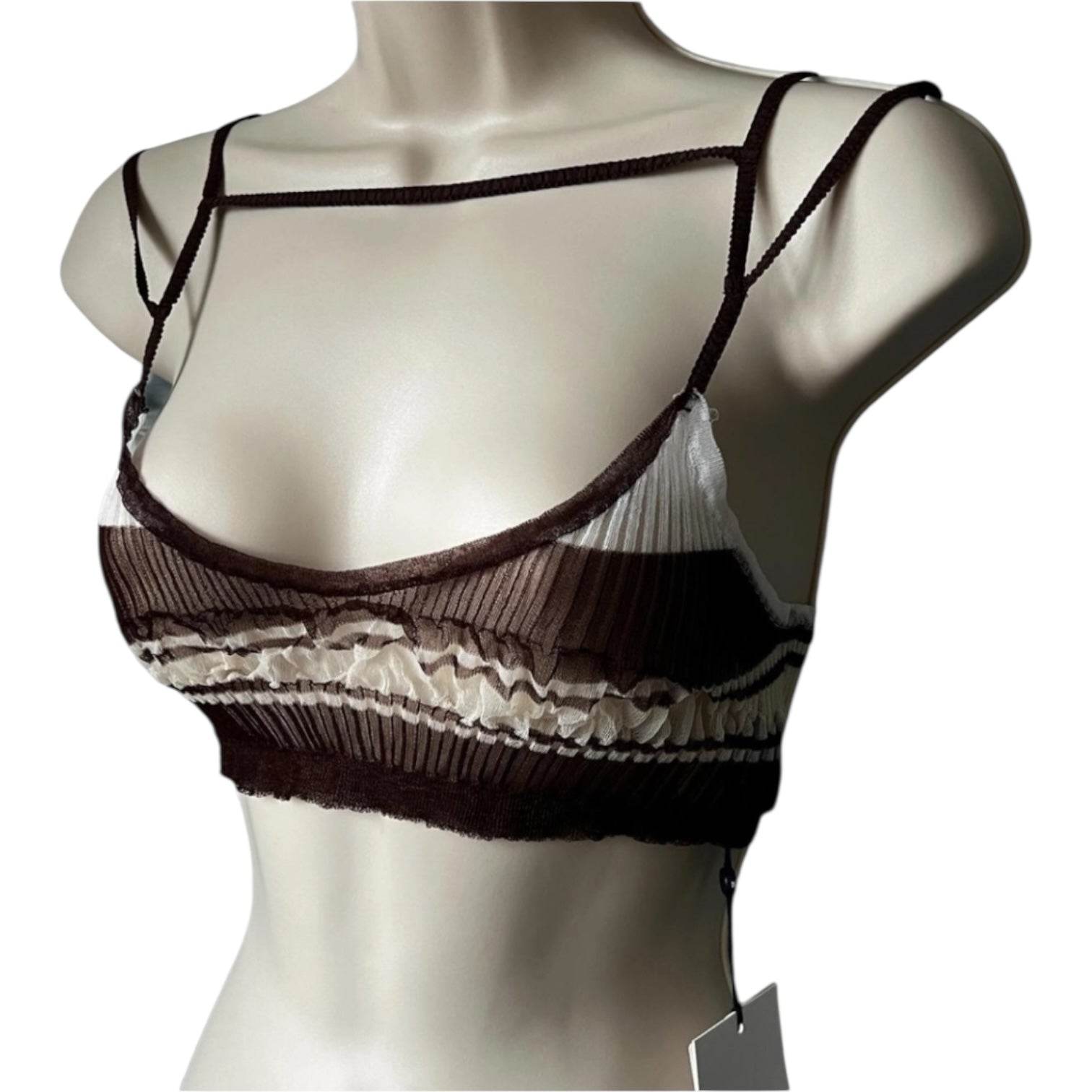 Jacquemus Le Papier Sheer Rib Knit Stripe Bralette – Le Bandeau Sognu, Brown FR38 – pre-loved