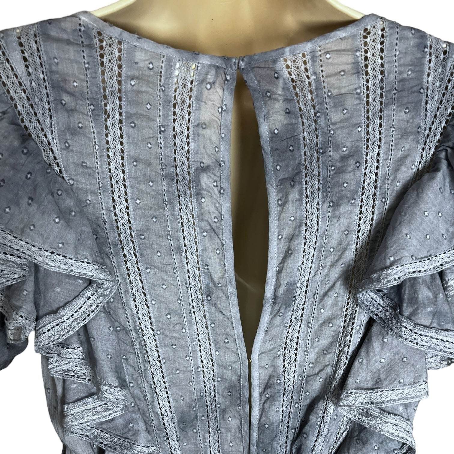 LoveShackFancy Natasha Tiered Mini Dress – Blue Tie-Dye Ruffle Cotton, Size M – pre-loved
