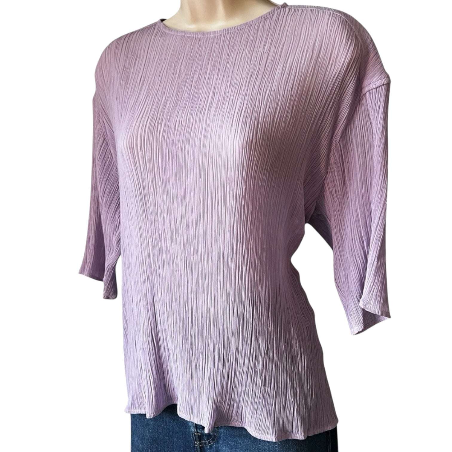 Nina Ricci Sheer Pleated Silk Top – Crinkled Gauze, Relaxed Fit, FR 36 – pre-loved