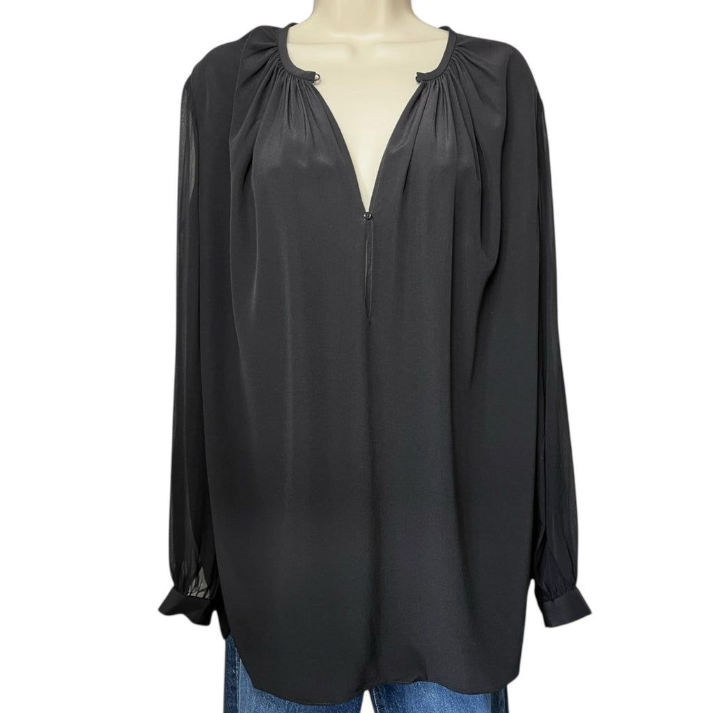 Joseph Silk Carlton Keyhole Long Sleeve Blouse – FR38