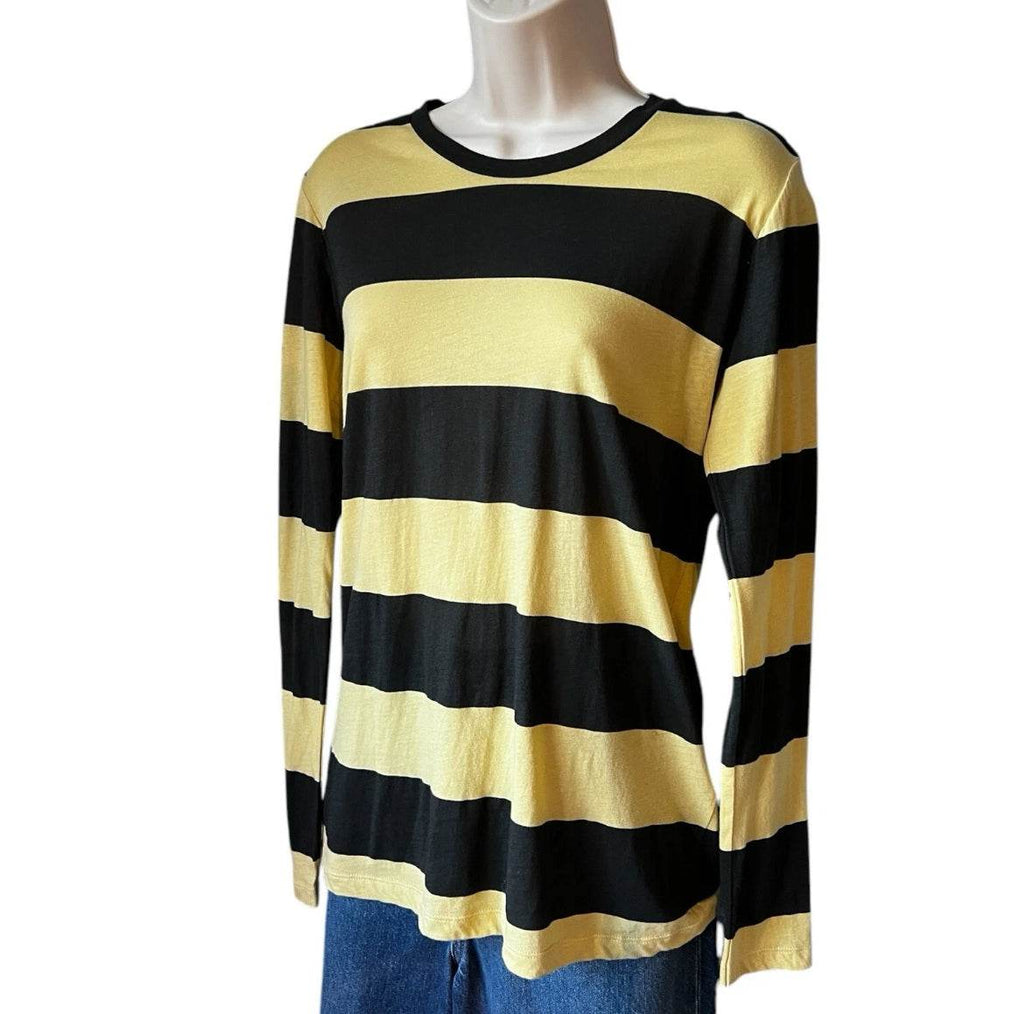 Isabel Marant Étoile Striped Slub Cotton Long Sleeve Top – Yellow/Black, Size S – pre-loved