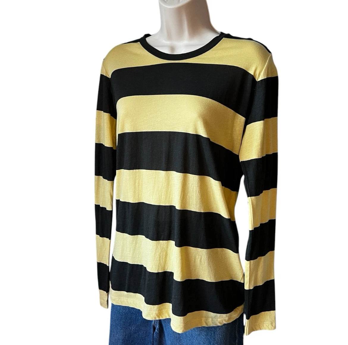 Isabel Marant Étoile Striped Slub Cotton Long Sleeve Top – Yellow/Black, Size S – pre-loved