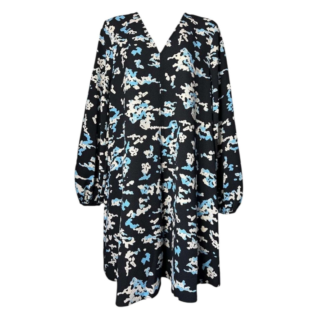 Stine Goya Wallpaper Print Mini Dress – V-Neck, Puff Sleeves, XS – pre-loved