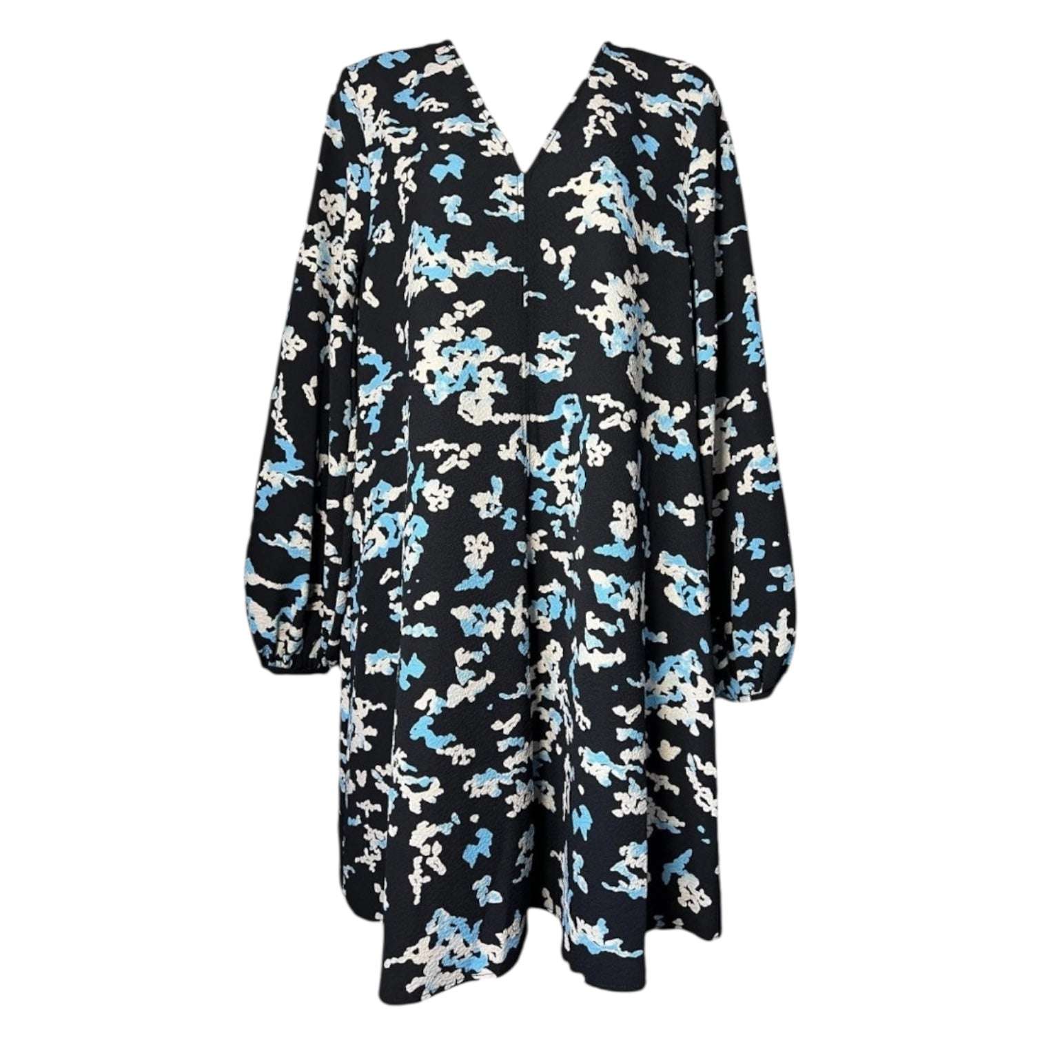 Stine Goya Wallpaper Print Mini Dress – V-Neck, Puff Sleeves, XS – pre-loved