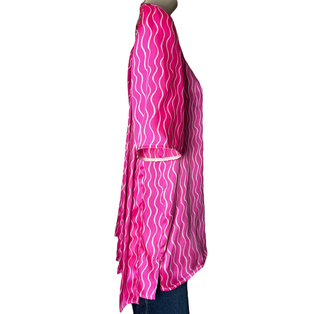 Victoria Beckham Pleated Back Blouse – Fuchsia Pink, Short Sleeve Top, UK8