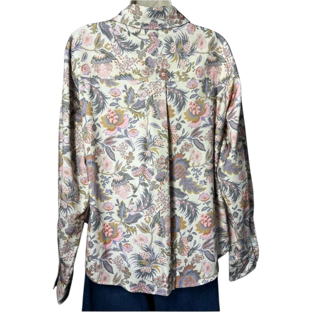 See By Chloé Floral Corduroy Shirt – Lace Trim, Balloon Sleeves, FR38 – pre-loved