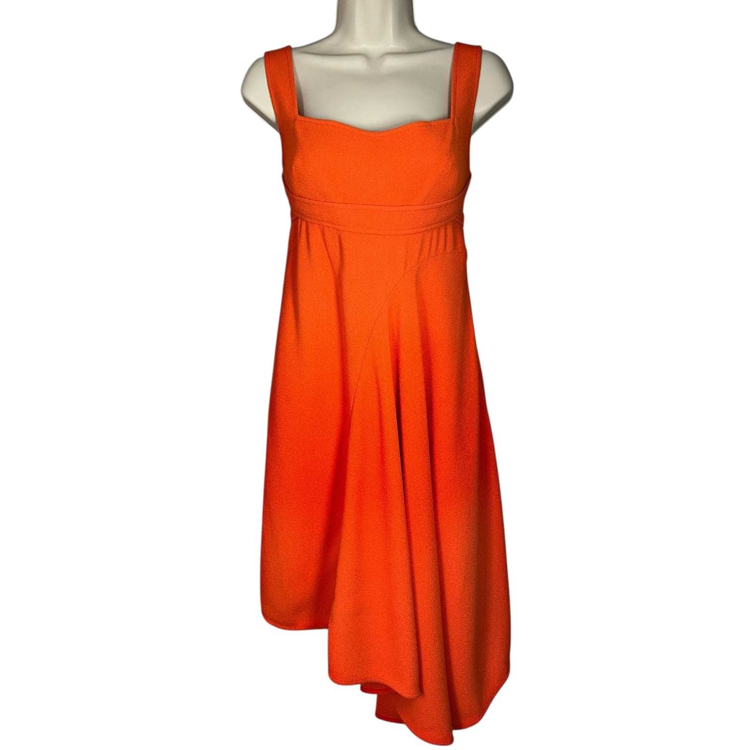 Victoria Beckham Orange Textured Sable Bustier Asymmetric Flare Mini Dress - UK12
