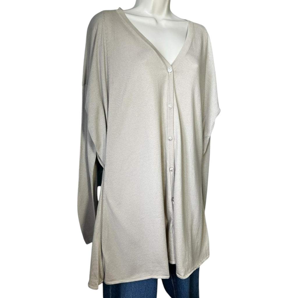 Maison Margiela Neutral Longline Relaxed Cardigan – Side Zip, M