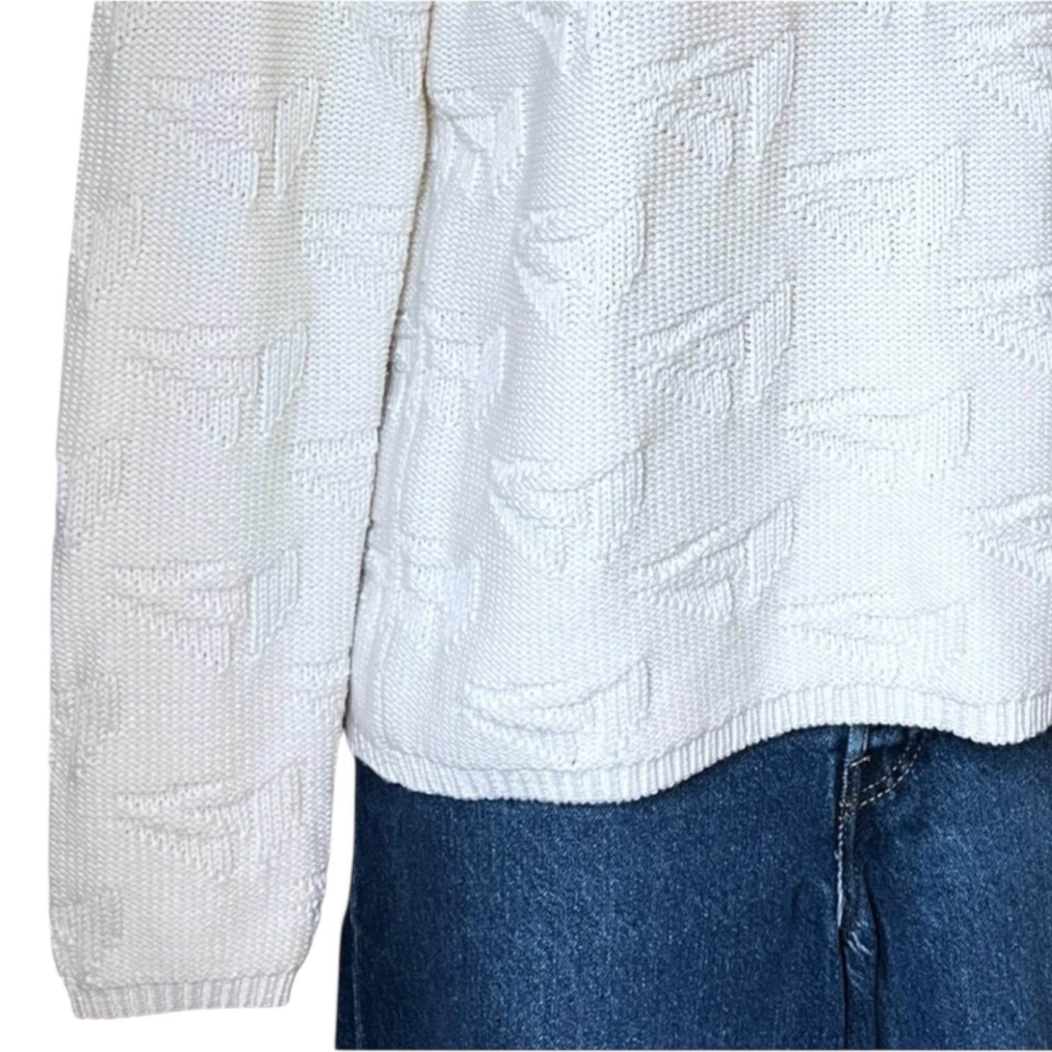 Jil Sander High Neck Wool Knit Jumper – Boat Motif, Ivory, Size S – pre-loved