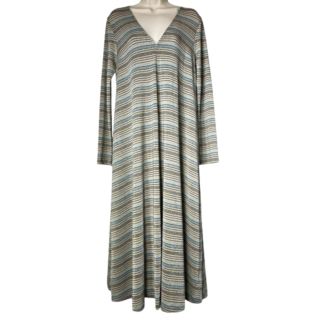 Stine Goya Metallic Stripe Relaxed Midi Dress – S