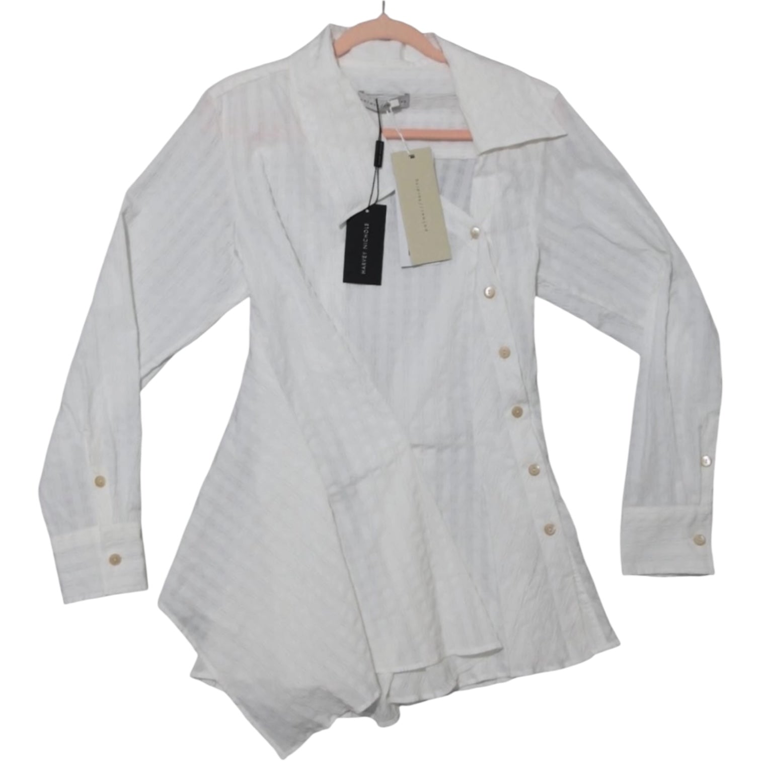Palmer//Harding White Asymmetric Button-Down Shirt – UK 6 – pre-loved