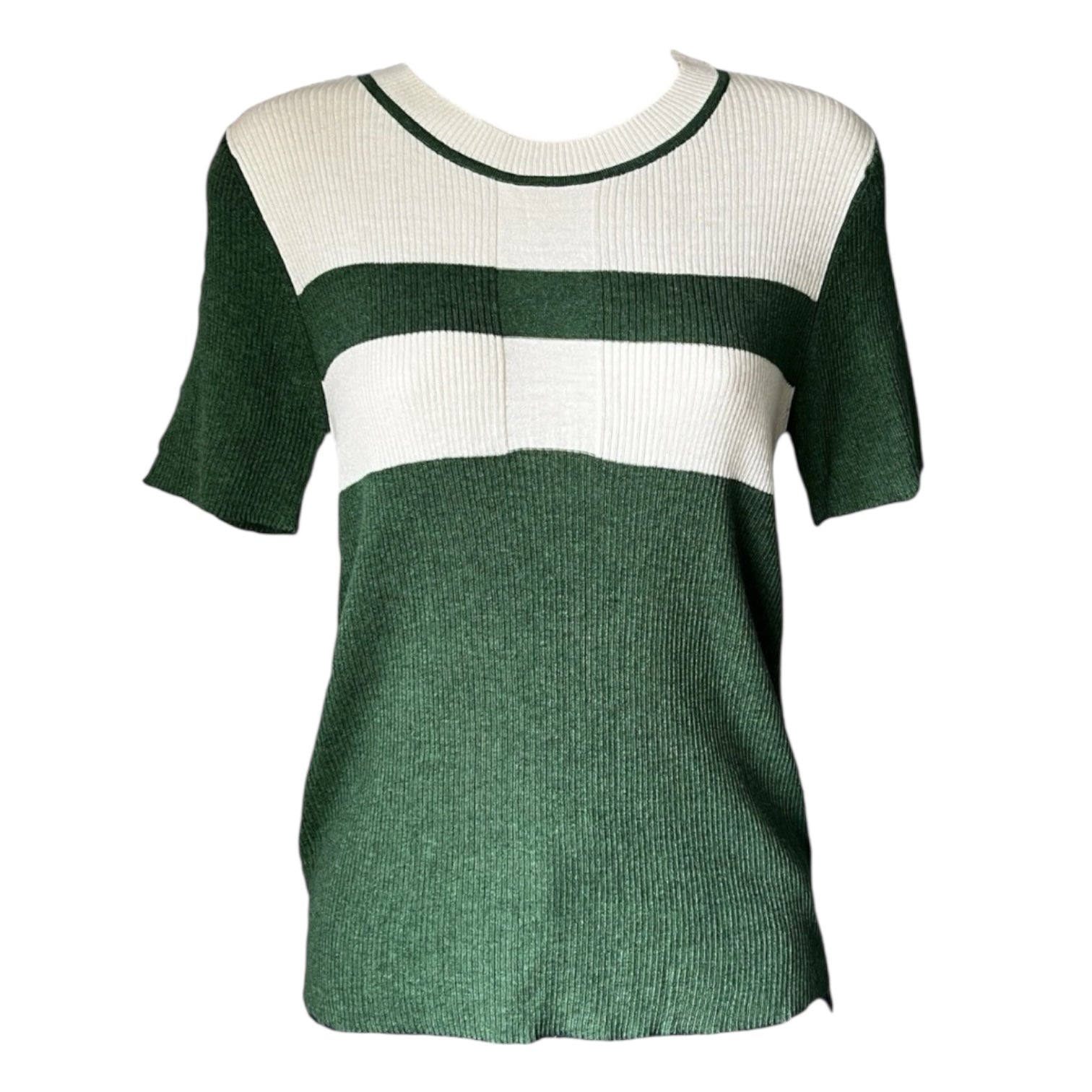 Rodier Ribbed Knit Polo T-Shirt – Short Sleeve Jumper, FR40 (UK12)